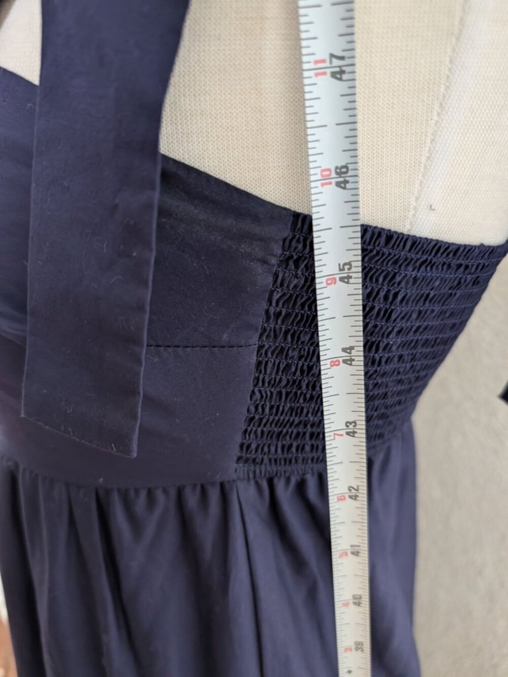 Jason Wu Tiered Embroidered Eyelet Maxi Dress Navy Shoulder Bow Ties Size S - Picture 13 of 14